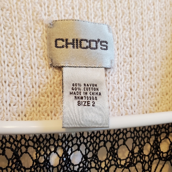 CHICO'S Crochet Knit Cardigan Duster - Picture 6 of 8